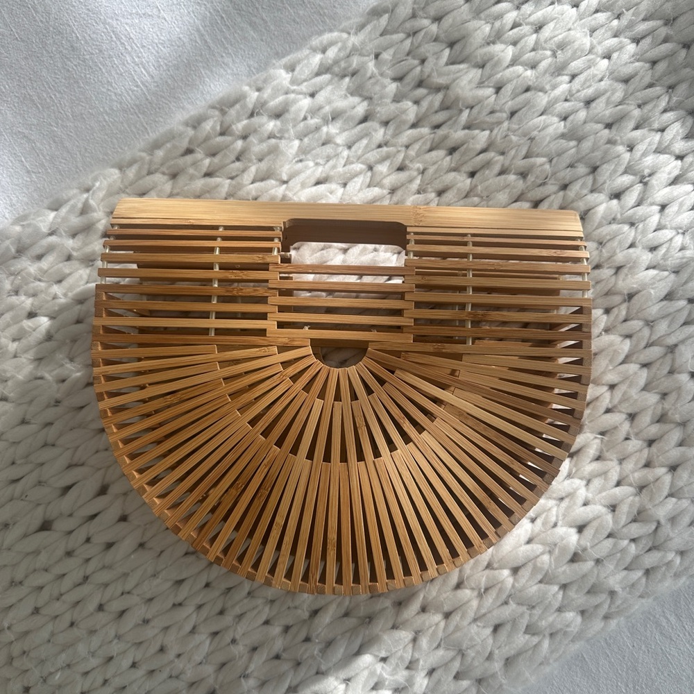 Elegant Bamboo Half-Moon Bag
